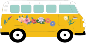 Image de voiture, van, camion, bus, avec des fleurs